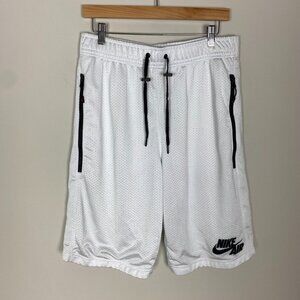 Nike Air Men Basketball Zippered Pockets Shorts White Size Medium
